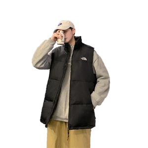 坎肩现货刺绣立领宽松外套马甲时尚男款韩版羽绒服拼接男女款图片
