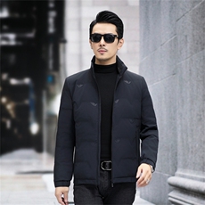 高端中年80白鹅绒羽绒服夹克冬季新款男士中老年立领羽绒服外套，男装夹克，钱塘723