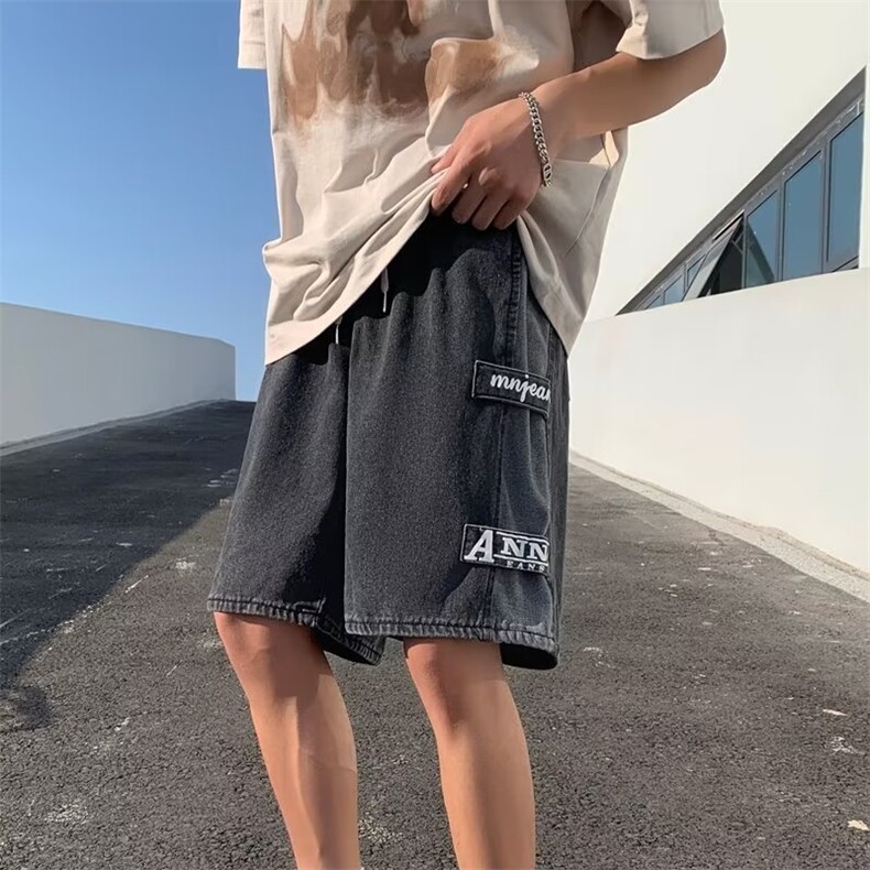 牛仔短裤男女夏季宽松直筒五分休闲裤美式潮牌炸街中裤KD252-P38,男装牛仔裤,星座1008-1