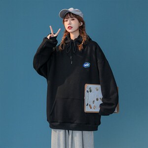 宽松中性港风卫衣男加绒加厚外套香芋紫X416B-1-WL184-P50 限68图片