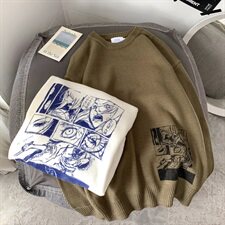 秋冬chic网红漫画情侣毛衣上衣针织衫保暖时尚毛衣男T015，男装针织衫/毛衣，星座1501