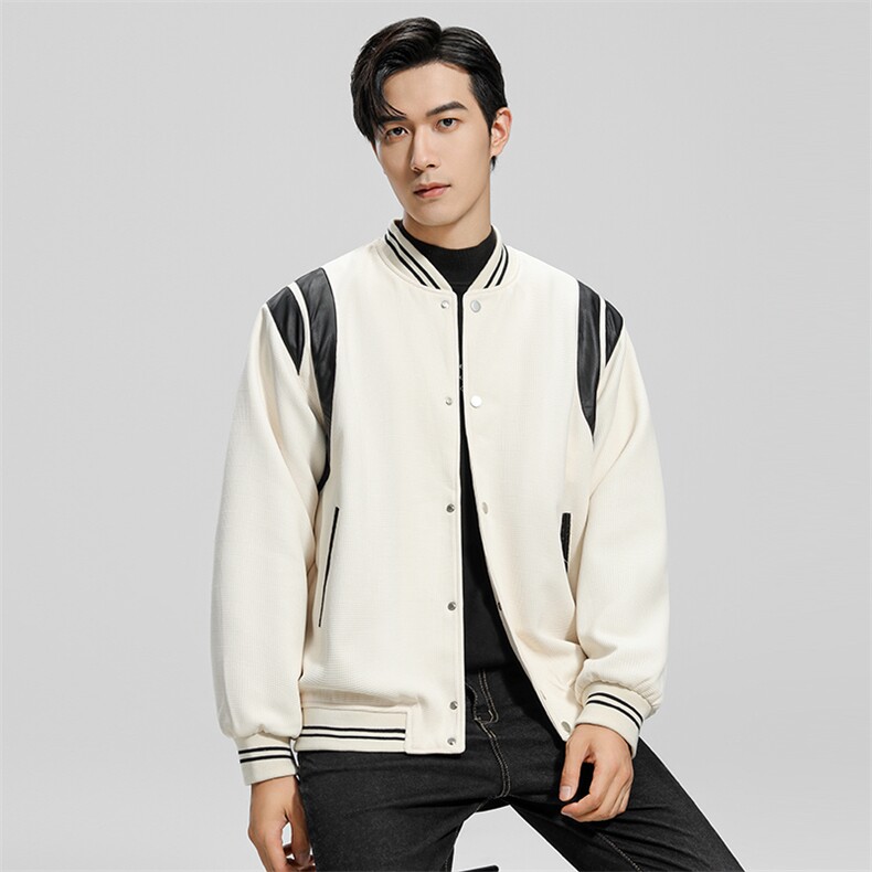无影墙华夫格外套男设计感棒球服秋季新款拼接夹克JK111-P100,男装夹克,电商A413
