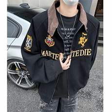夹克男士韩版潮流高街字母刺绣宽松2025冬季新款ins外套W6298-P75，男装夹克，星座412-3