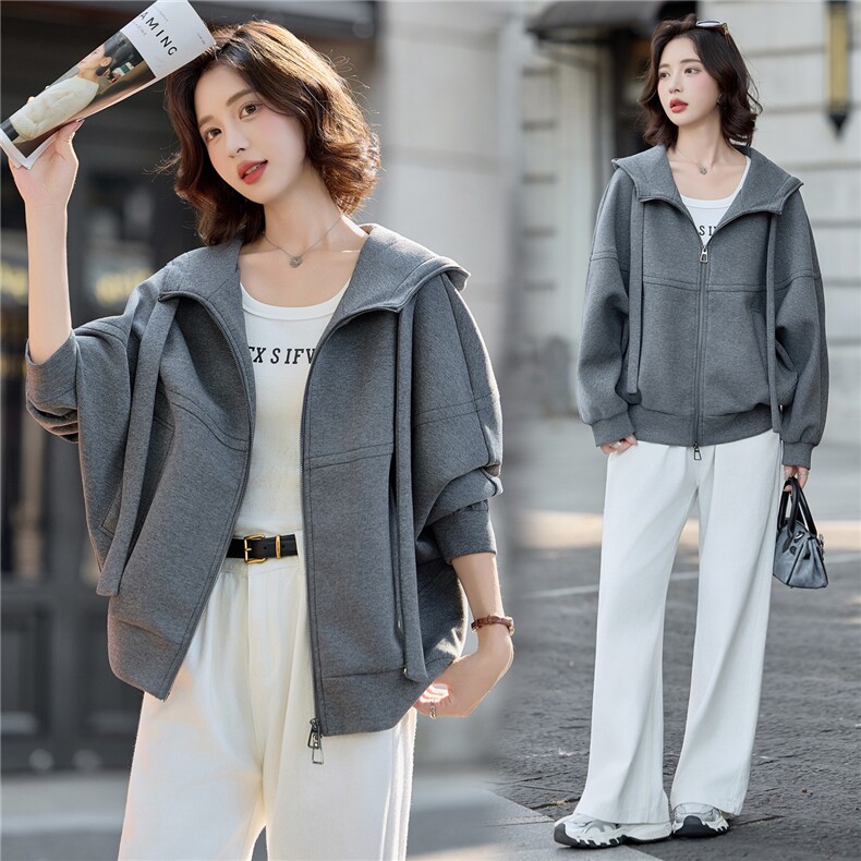 2025年秋季新款时尚连帽休闲卫衣开衫短款外套女，女装短外套，沁沁公主