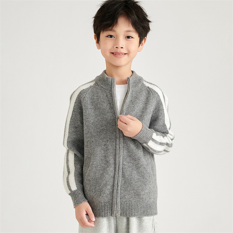 [羊毛]秋冬儿童半高领羊毛开衫男女同款，童装儿童羊毛衫，鑫贝羊绒
