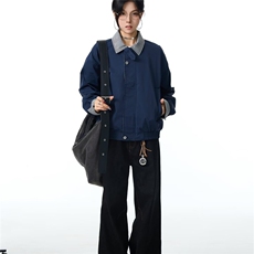 日系复古初春外套女春秋款韩版短款夹克开春休闲穿搭立领撞色上衣，男装夹克，星座1210-1
