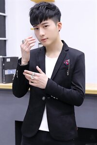 2021年秋装男士西服韩版小西装外套修身青年休闲潮流显瘦图片