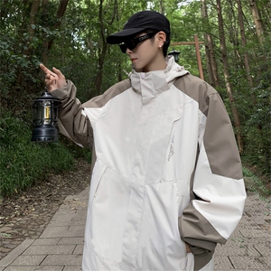 秋季潮牌外套男士拼接宽松百搭连帽冲锋衣夹克休闲棒球服CF76-P68图片