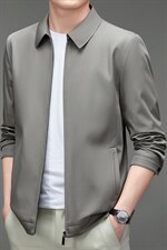 2023秋季男装休闲夹克中老年外套纯色翻领外套上衣MNSA21305-P140,男装夹克,电商B212（原钱塘6029）