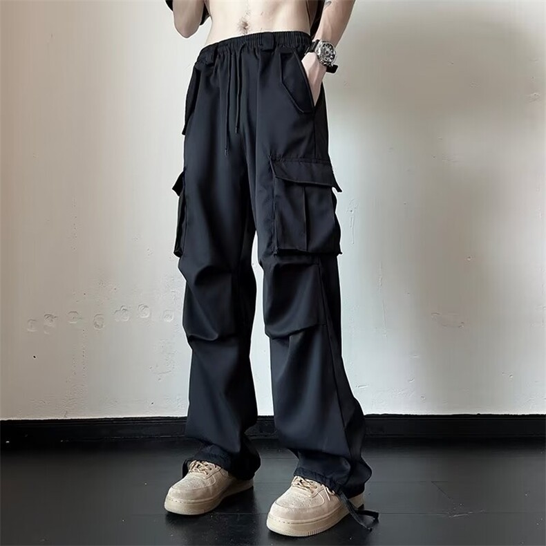 抽绳多口袋工装冲锋裤男宽松阔腿高街vibe休闲哈伦长裤K5722-P39图片