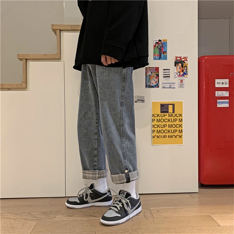 牛仔裤男潮牌ins港风炸街痞帅裤子韩版潮流宽松直筒长裤K1870-p45，男装牛仔裤，星座1008
