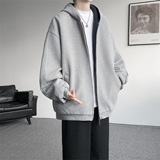 8XL-M500克潮牌百搭卫衣男美式情侣连帽撞色休闲廓形外套WY33P68，女装短外套，电商D206-1