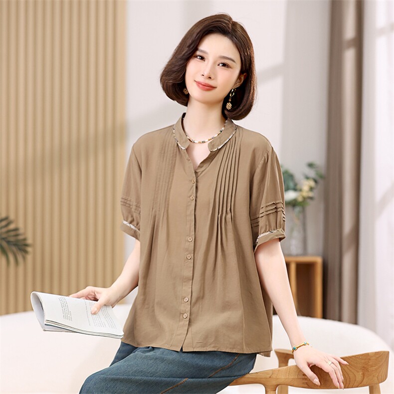 合集新款夏季短袖宽松休闲简约连帽翻领衬衫上衣T恤啦娜菲,女装衬衫,叶笙衣