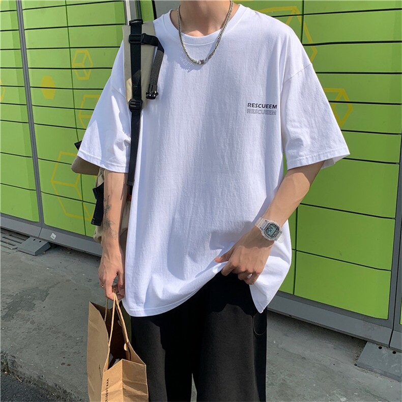 夏季情侣反光字母印花短袖港风百搭T恤纯棉上衣男/D325T28P25,男装T恤,电商D325