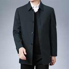冬季中年休闲羽绒服纯色翻领男中长款加厚冬装外套ZL1958-P180，男装羽绒服，电商B212（原钱塘6029）