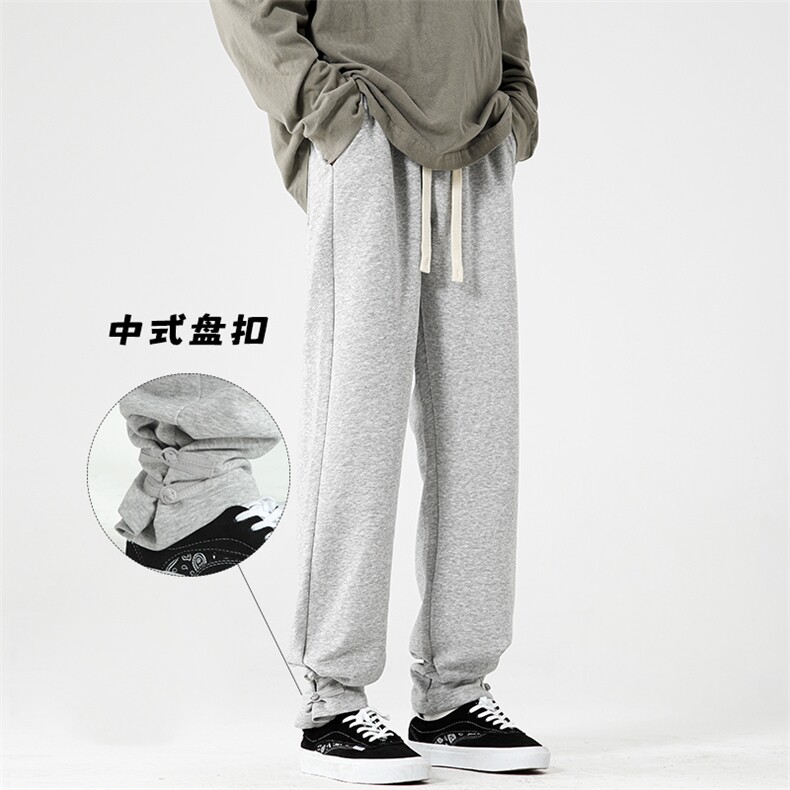 特P40无差价秋新风束脚盘扣卫裤男士华棉大码直筒拖地裤K1258,男装休闲裤,电商A082