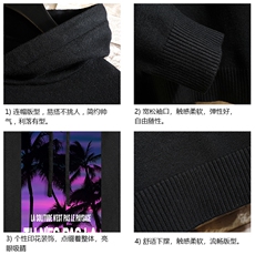 LM68195-P58加绒款-P68连帽毛衣男大码带帽针织衫男毛线衣砖墙，男装针织衫/毛衣，电商A040A
