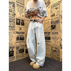 秋季cleanfit水洞牛仔裤男女裤子男生潮牌高街宽松男裤RK3071-P50，男装牛仔裤，星座412-3