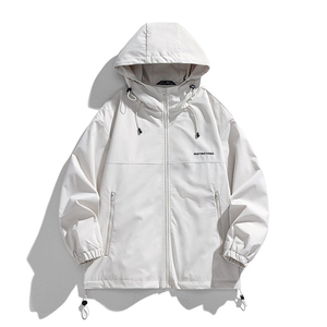 冲锋衣连帽夹克男宽松落肩纯色上衣外套DSA157B-JK727-P58图片