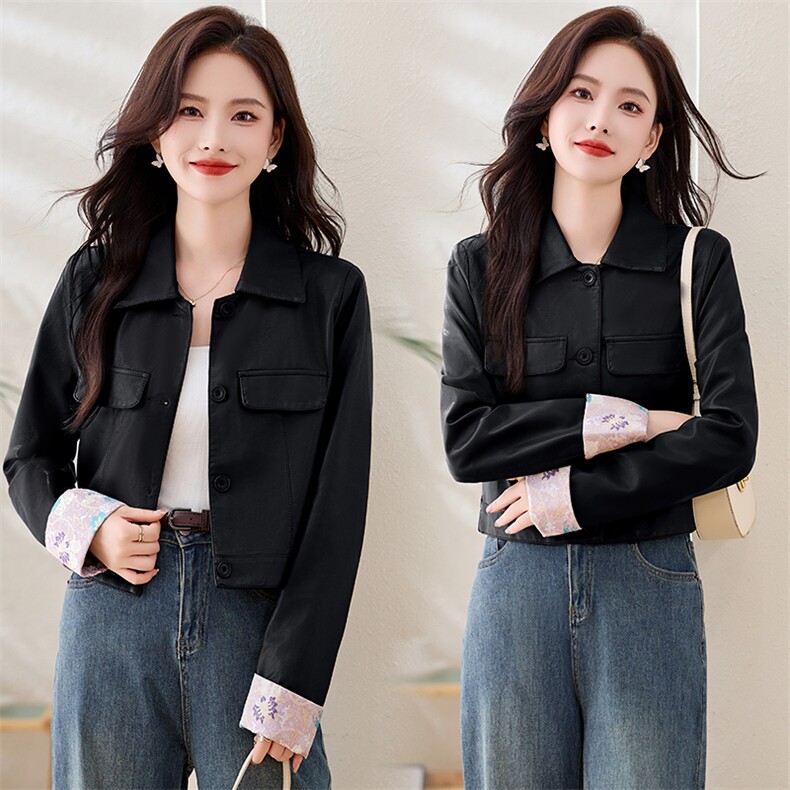 2025年新款中式皮衣百搭款上衣时尚洋气显瘦款，女装皮衣，魅家