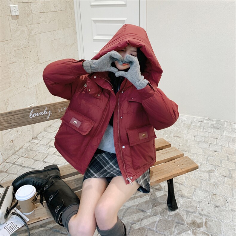 现货已出显瘦保暖短款羽绒服-时尚百搭-红色外套,女装羽绒服,乐吉娜