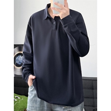 PL9010-P21-控48-现货POLO衫男长袖T恤纯色翻领透气网眼，男装Polo衫，星座116