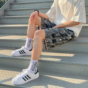 现货男装夏款休闲迷彩短裤松紧腰抽绳直筒运动裤D201-DM277-P30图片