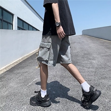 V113-P38工装牛仔短裤夏季薄款休闲中裤宽松大码五分裤子，男装牛仔裤，星座911-1