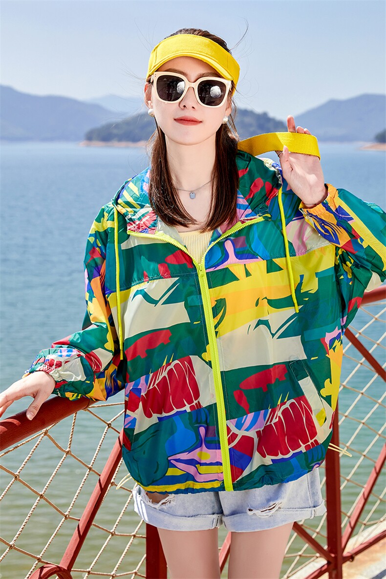 印花防晒衣女短款2025夏季新款韩版宽松大码透气轻薄外套开衫上衣,女装防晒衣,可可小西