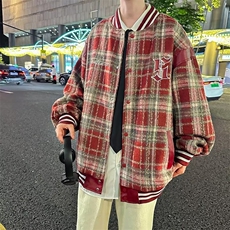 秋季chic格子刺绣棒球服外套男生春秋款情侣帅气休闲夹克JK68，男装夹克，星座1116A-1（原606A）