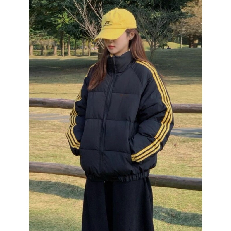 美式条纹棉服女2025年新款冬季外套加厚短款宽松棉衣潮棉袄，女装棉衣/棉服，星座1210-1