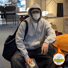 480G重磅加绒加厚硬挺boxy男女秋冬美式高街结构连帽卫衣开衫外套，女装短外套，电商A486