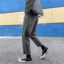 薄款冰丝裤子男士西裤直筒裤男潮流休闲裤九分裤阔腿长裤，男装西裤，星座601-1