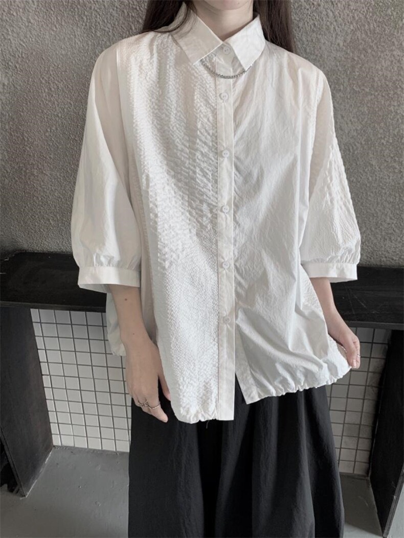 盐缩面料，透气性好，这款衬衣采用了拼接的手法。增添了时尚感。，其它，YITI壹题