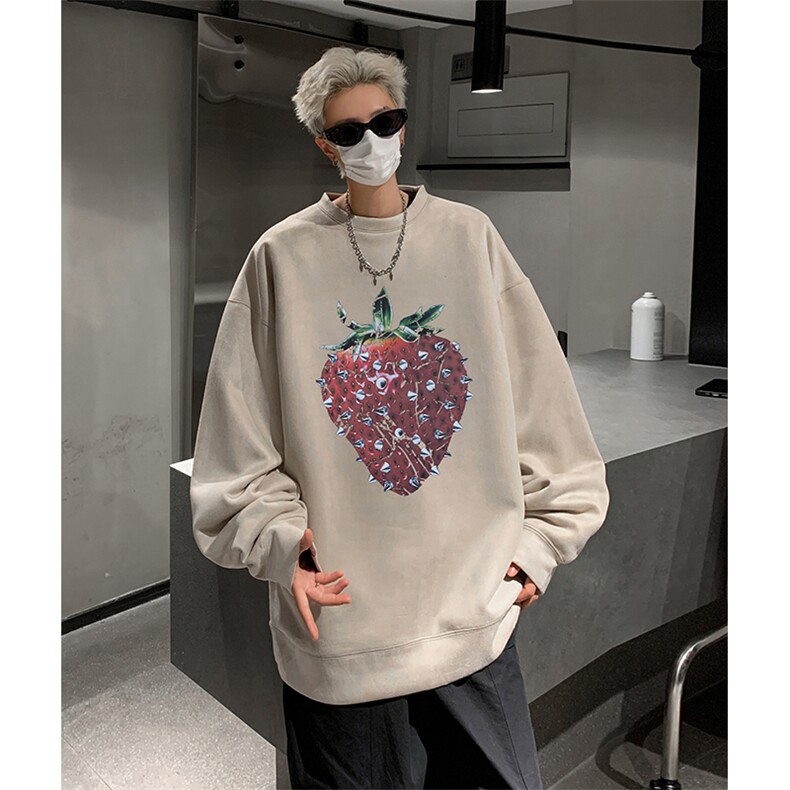 抖音得物供货提供视频秋冬重磅美式麂皮绒圆领卫衣JY332,男装卫衣,电商A486