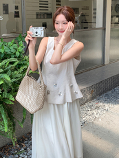 2025年夏季新款无袖上衣半裙套装-款号5856-P155-K228，女装套装/套裙，浙宝305