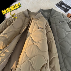 秋冬新款棒球领穿加厚条纹夹克港风宽松棉衣MY9313P-85，男装夹克，电商A128