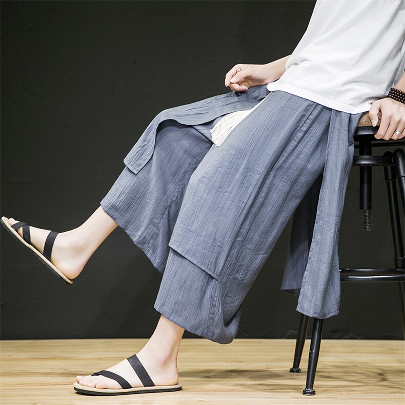 2025夏季风新款两片式休闲宽松裤九分裤灰色K129-P70，男装休闲裤，电商B277A（原A068）