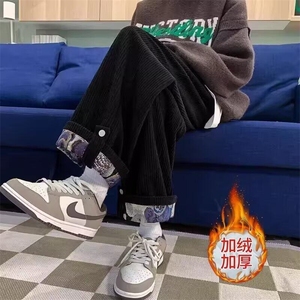 灯芯绒卷边休闲裤男秋冬美式复古设计感直筒裤垂感潮牌裤子图片