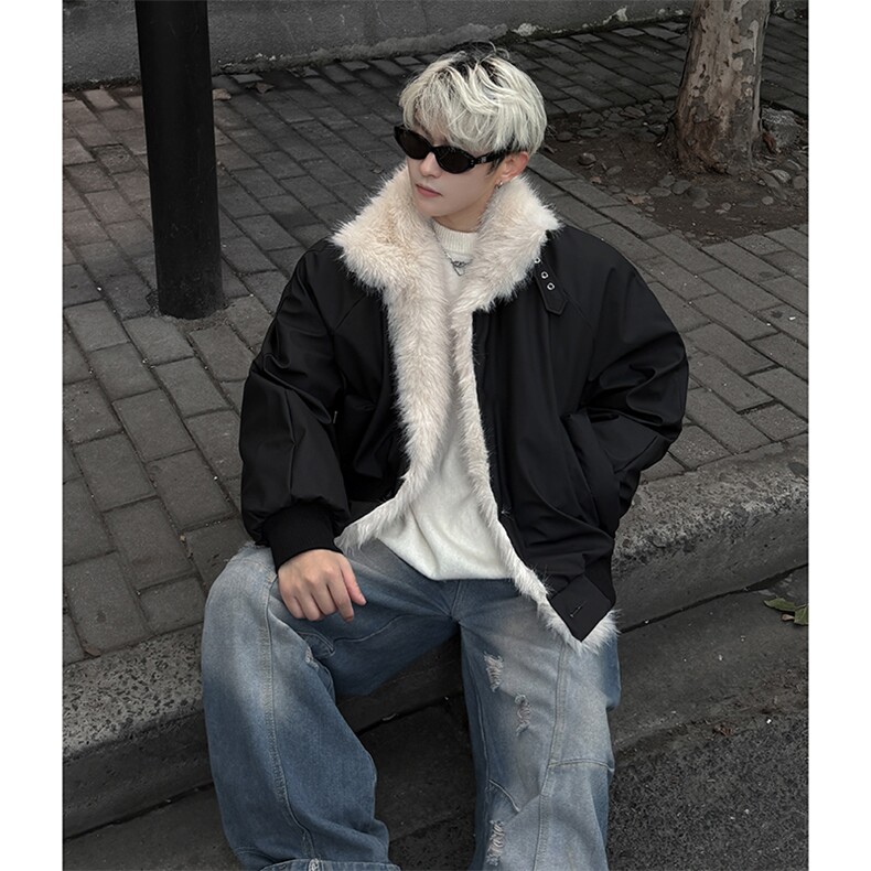 韩系高级感座山雕男女同款冬季PU皮夹棉棉服ZX42批118，男装棉衣，星座307A