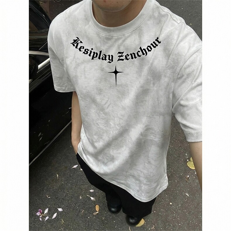 美式扎染短袖T恤夏季潮牌印花复古休闲t恤男XT63099-TP2548,男装T恤,电商A102