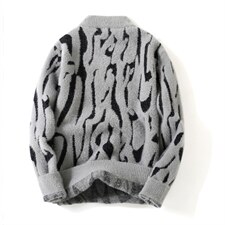 毛衣男慵懒风日系复古条纹拼色青年水貂绒针织衫FD6102P65,男装针织衫/毛衣,星座306A
