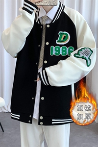 秋装新品青少年夹克休闲棒球服潮加绒加厚毛巾绣外套男 2114-P65图片