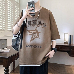 25151-特P40夏季休闲时尚T恤男短袖打底衫青少年圆领印花短袖图片