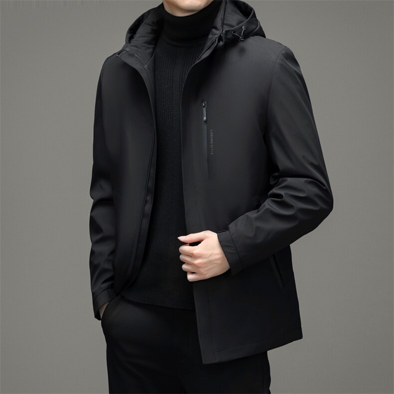 秋季2023新款羽绒服男连帽中年商务休闲男士保暖外套爸爸装上衣,男装羽绒服,电商B212（原钱塘6029）