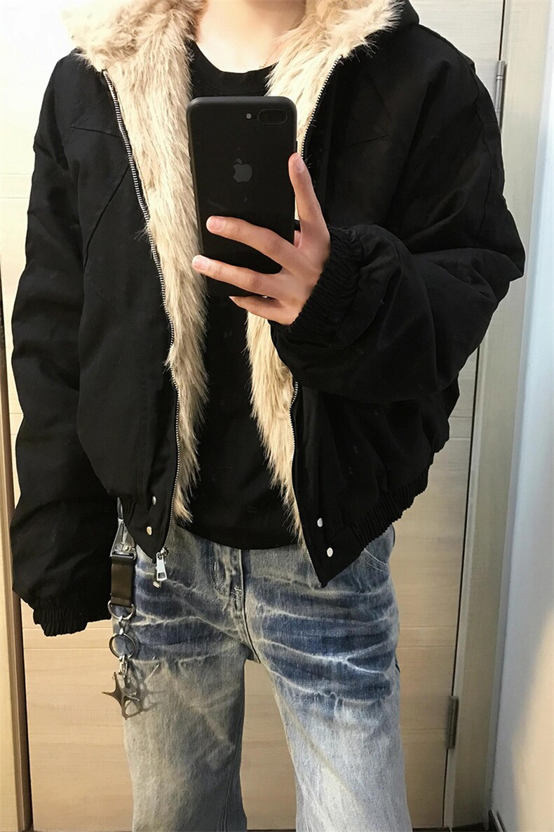 网图A2347P120-美式座山雕加绒加厚棉服男女秋冬宽松休闲棉衣,男装棉衣,电商B241