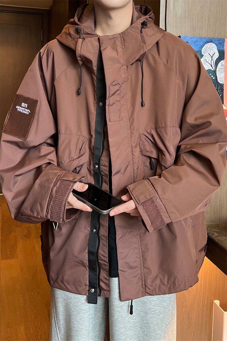 8XL-M特大码冲锋衣防水宽松工装风男夹克外套JK1306P90控118,男装夹克,电商D206-1