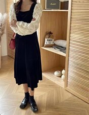 丝绒拼接花边连衣裙美美哒，女装连衣裙，时尚秀衣阁