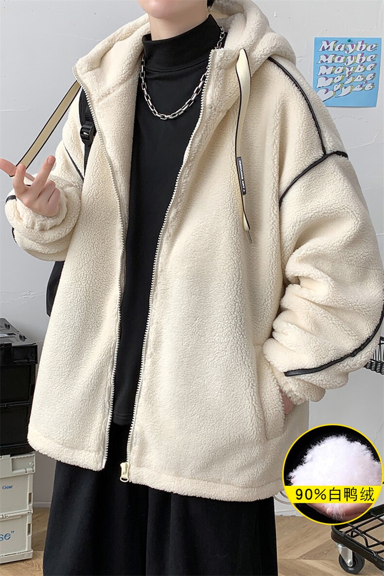 冬装港风加厚羊羔绒连帽外套羊羔毛羽绒服男女8153-P195控价268,男装羽绒服,电商A441-1