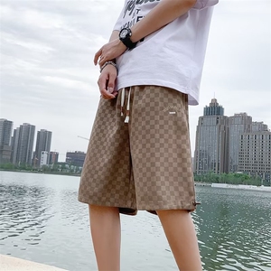 夏季宽松中裤休闲沙滩裤子日系运动短裤男纯棉五分裤男 K6077-P23图片